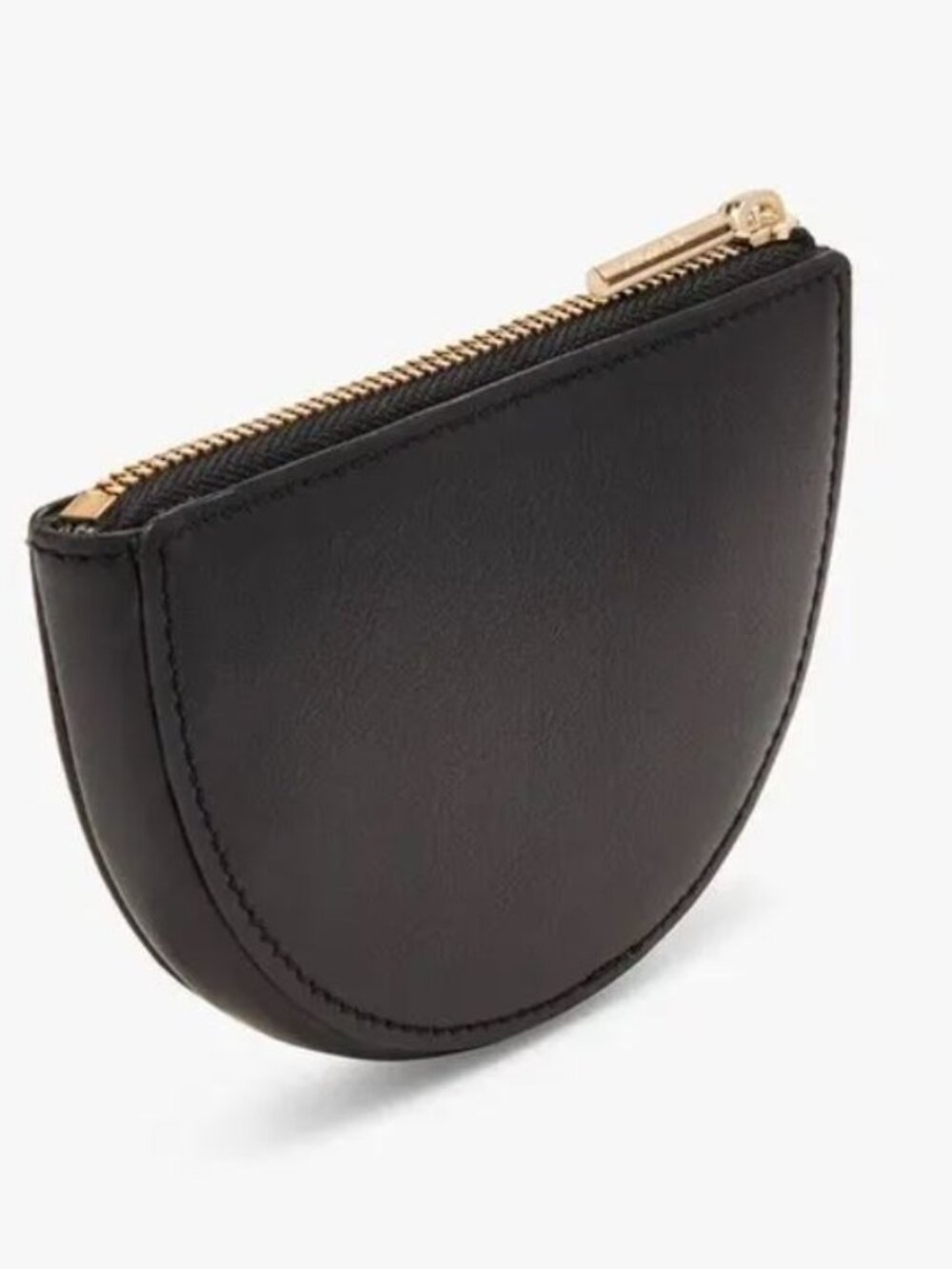 CUYANA Black Smooth Leather Half-Moon Small Leather Accessories Pouch